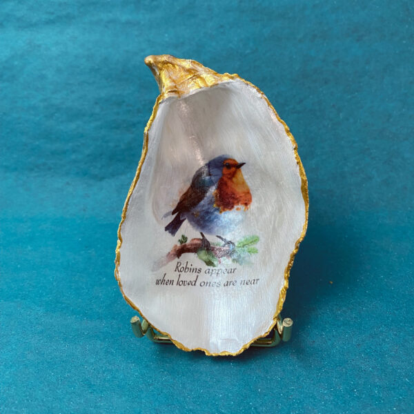 When Robins appear - Irish hand decorated ornament.