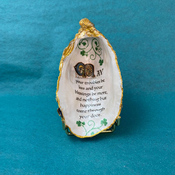Decorated Irish hand made Oyster shell art