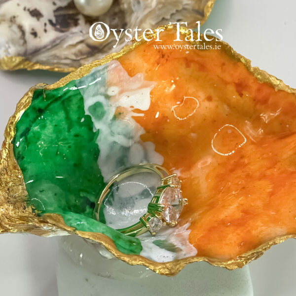Irish tricolour flag oyster jewellery dish