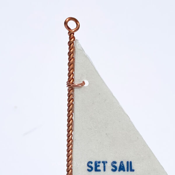 Copper work detail from Oyster sailing boat ornament. Made in Ireland.
