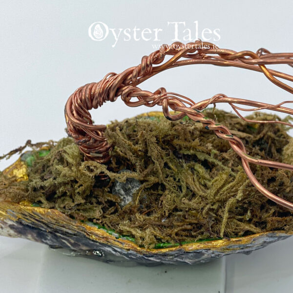 The windy Tree - copper wire scuplture on an oyster shell base.